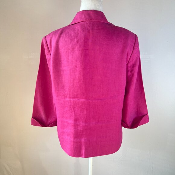 💕Windmoor :Bold & Beautiful Vintage-vibe Fuchsia 100% Linen Jacket size 12 - Picture 7 of 15